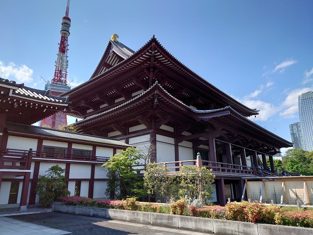 増上寺 大殿と東京タワー