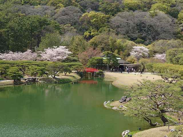 栗林公園 梅林橋(芙蓉峰からの眺め)